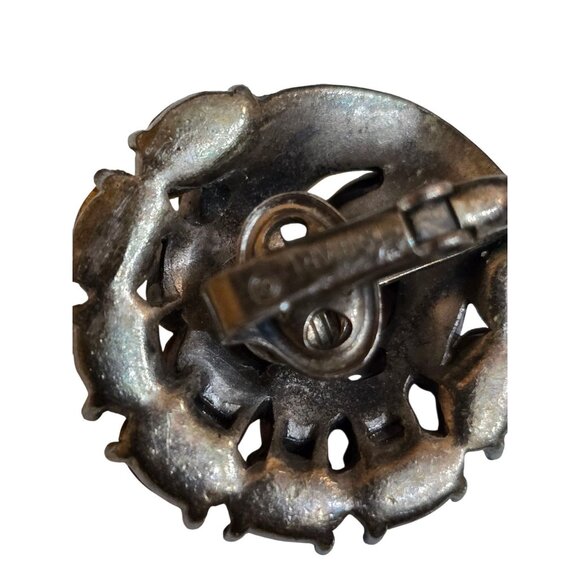 Alfred Philippe Trifari Rare Diamonte Flower Brooch & Clip-On Earrings Set - Picture 12 of 13